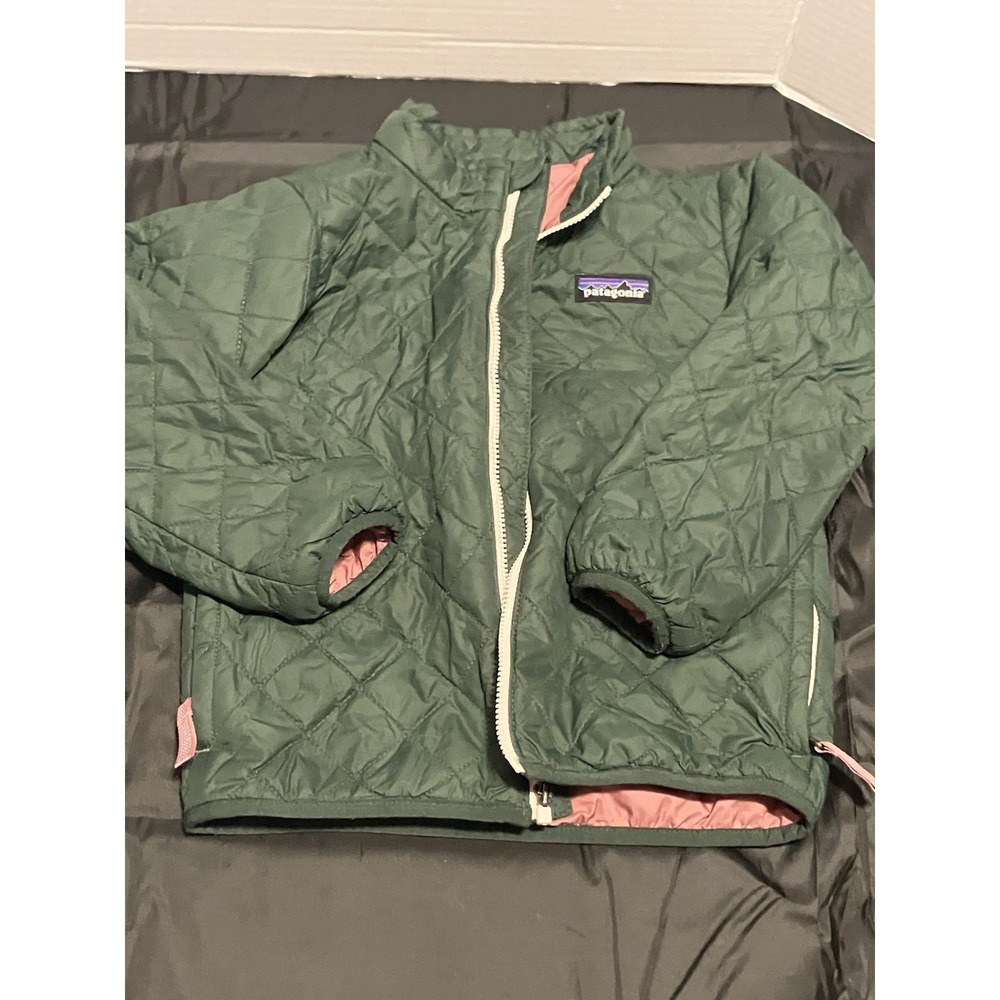 Patagonia Baby Nano Puff Insulated Lightweight Jacket Size 4 Quilted Green/Pink